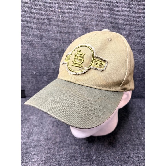 MLB Other - St Louis Cardinal MLB Army Baseball Hat Tan Olive Green Distressed Strapback Cap
